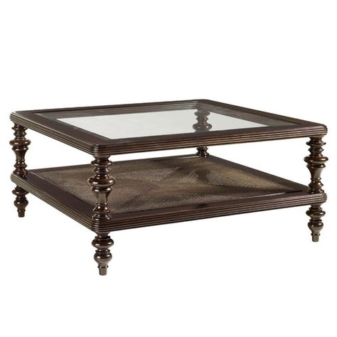 Tommy Bahama Home Royal Kahala Tropic Coffee Table & Reviews | Wayfair Coffee Table Candles, Central Table, Square Cocktail Table, Tommy Bahama Home, Wicker Headboard, Top Cocktails, Wicker Shelf, Popcorn Ceiling, Lexington Home