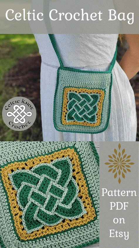 Celtic Crochet Bag - Small Crossbody Bag by Celtic Knot Crochet Celtic Crochet Patterns Free, Wiccan Crochet, Lotr Crochet, Medieval Crochet, Viking Crochet, Witchcraft Crafts, Crochet Viking, Celtic Crochet, Crochet Celtic