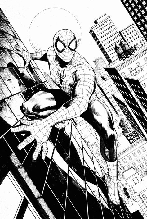 (3) Tadam Gyadu on X: "My variant cover for THE AMAZING SPIDER-MAN #44 beautifully coloured by @evergreenfajardo . Thanks to my amazing editors @nick_lowe_ and Kaeden McGahey for the opportunity!! https://t.co/yUjnQIVTJx" / X Spider Man Comic Black And White, Web Of Shadows Spiderman, Spiderman Comic Page, Spider Man Manga, Black And White Comic Art, Comic Outline, Spiderman Sketch, Man Reference, Baseball Drawings