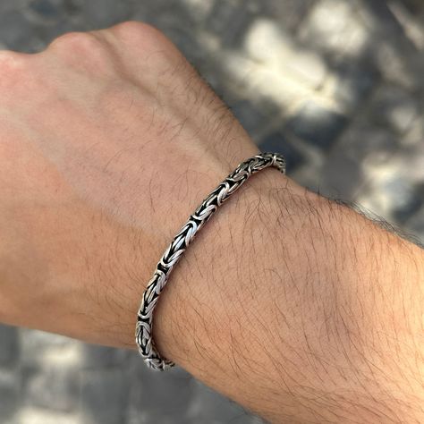 Mens Jewelry Bracelet Silver, King Bracelet, Bracelet Thick, Byzantine Chain, Silver Chain For Men, Mens Bracelet Silver, Funky Jewelry, Jewelry Bracelet, Gold Collection