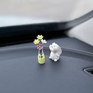 Generic Set of 2 Cute Mini Bunny and Daisy Flower Vase Car Rearview Mirror Ornaments Funny Dashboard Decorations Kawaii Car Interior Accessories for Women Gifts Kawaii Car Interior, Car Dashboard Accessories, Dashboard Decorations, Kawaii Car, Mirror Car Accessories, Mini Bunny, Whimsical Accessories, Rear View Mirror Decor, Car Rearview Mirror