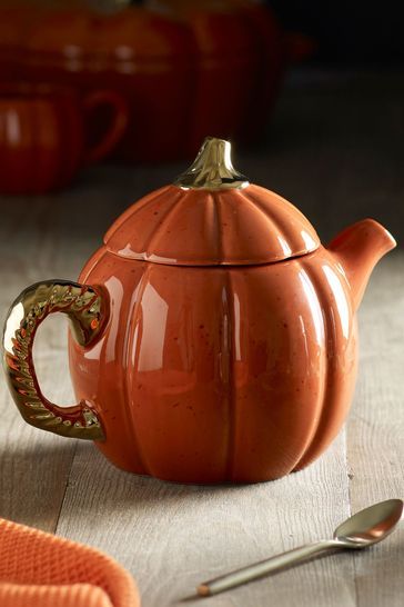 Pumpkin Teapot, Serve Board, Clean Table, Pumpkin Tea, Ceramic Pumpkin, Halloween Mugs, Autumn Tea, Wood Pumpkins, Real Christmas Tree