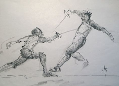 Fencing Drawing, Figures Drawing, Comic Book Drawing, Charcoal Pencil, Gesture Drawing, Stick Figures, Drawing Lessons, Art Reference Photos, Fencing