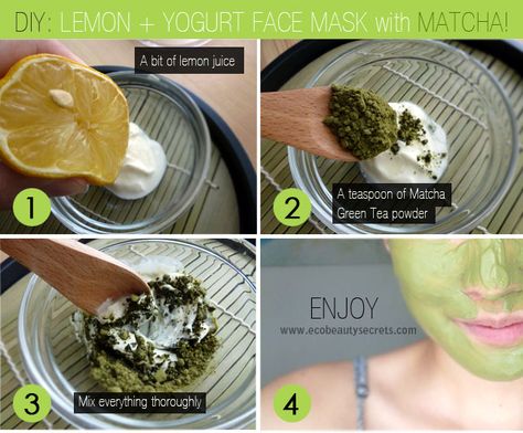 Lemon + Green Tea Powder + yogurt mask for lightening, evening and brightening the skin tone and getting rid of post-acne marks. Home Remedies For Glowing Skin, Tea Face Mask, Lemon Green Tea, Yogurt Mask, Green Tea Face Mask, Remedies For Glowing Skin, Hiit Workout Routine, Green Tea Face, Exfoliating Face