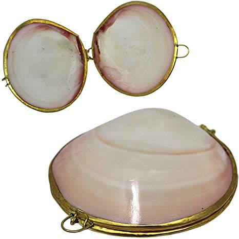 Seashell Case, Seashell Locket, Rosary Holder, Round Coin Purse, Seashell Mirror, Shell Purse, Nautical Crafts, Compact Mirror, Jewelry Inspo