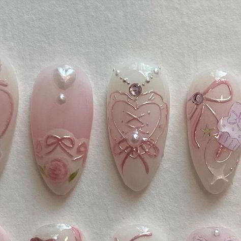 press on nails • nail design art on Instagram: "custom set ; my melody   i bought new sanrio stickers 😌 isn’t it super cute!!" My Melody Nails, Sanrio Stickers, Dream Nails, Nail Decals, Nails Nail, My Melody, Feet Nails, Nail Design, Pretty Nails