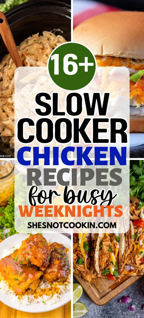 Get ready for effortless dinners with these slow cooker chicken recipes! Just toss in the ingredients and let your crockpot do the work for delicious meals every time. Crock Pot Chicken Dinners Easy, One Pot Chicken Crockpot Recipes, Slow Cooker Canned Chicken Recipes, Chicken In Crockpot For Shredding, Crockpot Chicken Meals Easy, Chicken Dinner In Crockpot, Slow Cooker Rotisserie Chicken Recipes, Quick Crockpot Recipes 2 Hours Chicken, Diced Chicken Recipes Crock Pots