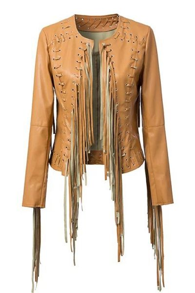 PU Leather Long Sleeve Tassels Coat Western Fringe Jacket, Punk Style Women, Tassel Jacket, Faux Leather Motorcycle Jacket, Pu Jacket, Fringe Leather Jacket, Khaki Jacket, Pu Leather Jacket, Real Leather Jacket