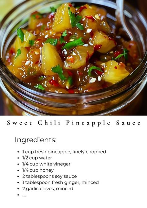 Tasty Cooking Pineapple Sauce, Sandwich Sauces, Canning Ideas, Chopped Pineapple, Spice Mix Recipes, Condiment Recipes, Fresh Pineapple, Mix Recipes, Red Chili Flakes