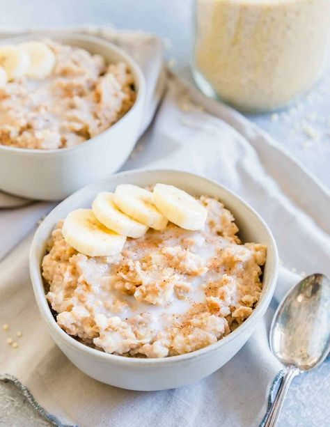 Millet porridge is a creamy, gluten-free breakfast easily made in the slow cooker overnight and ready when you wake up. With hints of cinnamon and vanilla it's the perfect base to top with your favorite fresh fruit, nuts and seeds for a hearty start to the day. Millet Breakfast, Millet Porridge, Steel Cut Oats Recipe, How To Cook Polenta, Millet Recipes, Gluten Free Breakfast, Homemade Almond Milk, Oatmeal Bowls, Photo Food