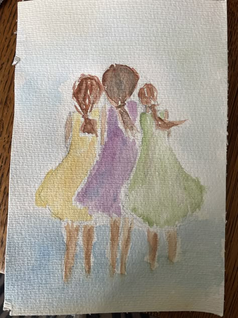 Watercolor Friendship, Watercolor Art For Beginners People, Friendship Watercolor Paintings, Friendship Paintings Ideas, Watercolor People, Watercolor Doodles Easy, Friendship Paintings, Watercolor Pencil Art, Sketch Note