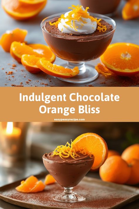 A glass dessert cup filled with creamy chocolate mousse, topped with whipped cream and orange zest, surrounded by fresh orange slices. Chocolate Orange Pudding, Orange Chocolate Recipes, Chocolate And Fruit Desserts, Orange Mousse Recipe, Chocolate And Orange Desserts, Fancy Cooking Recipes, Orange Chocolate Desserts, Easy Orange Dessert Recipes, Dessert In A Glass Ideas