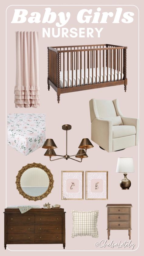 Sweet and simple baby girls nursery design board. #nursery #babygirl #nurserydecor #nurseryideas #pinknursery #babygirlnursery #babygirlroom Follow my shop @Chelsalately on the @shop.LTK app to shop this post and get my exclusive app-only content! #liketkit #LTKbaby #LTKfamily #LTKhome @shop.ltk https://liketk.it/4eU1V Baby Girl Nursery Dark Furniture, Nursery Room Layout, Girl Nursery Ideas Pink, Nursery Ideas Pink, Pink Nursery Ideas, Baby Girl Nursery Ideas, Girl Nursery Ideas, Nursery Design Board, Nursery Design Girl