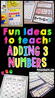 Add 3 Numbers First Grade, Addition Stations, Adding 3 Numbers First Grade, Adding Games, Math Recovery, Adding 3 Numbers, Math Rules, Primary Maths Activities, Addition Activity