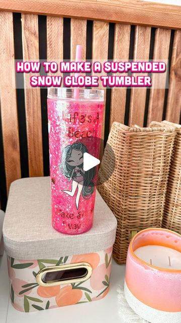 Snow Globe Tumbler Mixture, Cricut Cups, Craft Cricut, Snow Globe Tumbler, Pink Tumbler, Diy Snow Globe, Barbie Inspired, How To Make Snow, Snow Globe