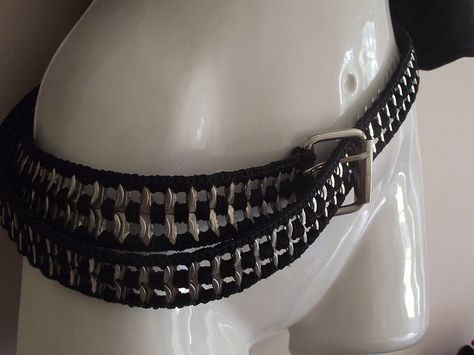 Biker Chic- Womens Crochet Pop Tab belt. $30.00, via Etsy. Pop Top Crafts, Soda Tab Crafts, Pop Can Tabs, Can Tab Crafts, Soda Can Tabs, Pop Tab Crafts, Soda Tab, Can Tabs, Soda Tabs