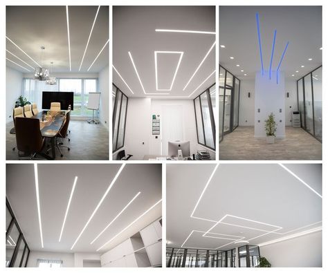 Led Profile Lighting Design Ceiling Living Room, Led Profile Plafond, Led Profile Lighting Design, Led Profile Lighting Design Ceiling, Ceiling Bathroom Lighting, Profile Light Ceiling, Profile Light Ceiling Design, Led Strip Ceiling, Cove Lighting Ceiling