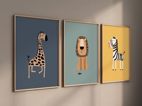 Basement Mural, Safari Nursery Wall, Earth Colors, Room Artwork, Animal Nursery Decor, Painting Easy, Safari Print, Canvas Ideas, Kid Room