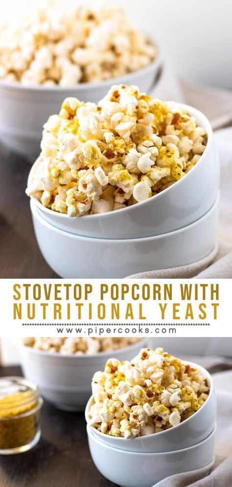 Popcorn With Nutritional Yeast, Popcorn With Coconut Oil, Pop Popcorn On Stove, Nutritional Yeast Popcorn, Stove Top Popcorn, Nutrition Facts Design, Nutritional Yeast Recipes, Stovetop Popcorn, Yeast Recipes