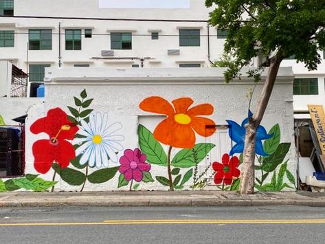 Floral Murals, Exterior Murals, Mural Inspiration, Garden Mural, Fence Art, Mural Wall, Flowers Wall, Window Art, Mural Wall Art