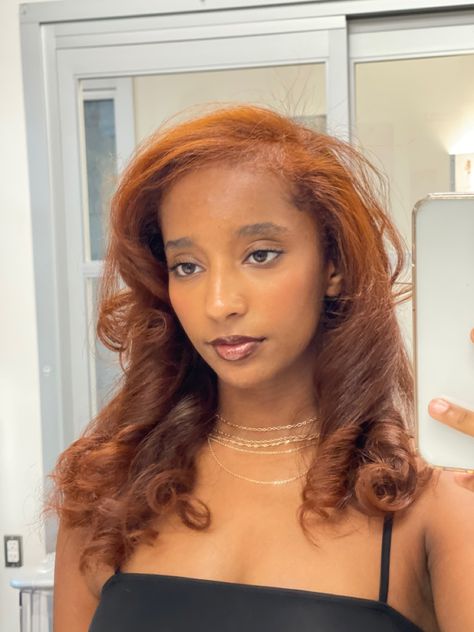 Black Hair With Copper, Black Hair With Copper Highlights, Hair With Copper Highlights, Copper Highlights, Prom Inspo, Hair Indian, Copper Hair, Hair Black, Ginger Hair