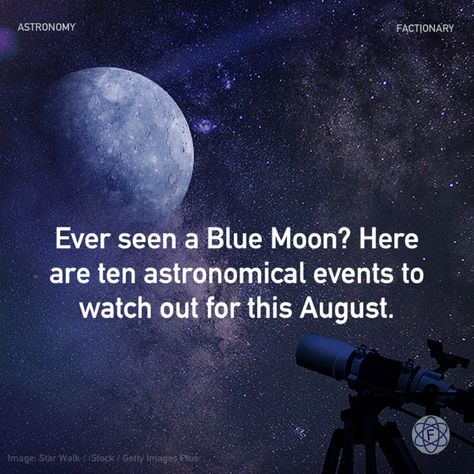 The month of August is a very critical month for astronomers and sky-gazers. The only month to have a Blue Moon (two full moons) in 2023 is August (more on that later). There are many more such events to observe. Here are my major astronomical events you should watch out for this August. Read more on The Factionary. Link 🔗 above. #astronomy #bluemoon #perigee #apogee #astronomicalevents #august #facts #Factionary Full Blue Moon August 2023, Blue Super Moon August 2023, Blue Moon August 2023, Full Blue Moon, Moon Date, Moon Orbit, Moon Magick, Other Galaxies, 19 August