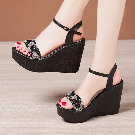 Summer High Heels Sandals, Heel Sandals For Women, Platform Wedges Shoes, Platform Wedge Heels, Shoes Summer, Wedge Heel Sandals, Sandals For Women, Womens Shoes Wedges, Women's Summer Fashion