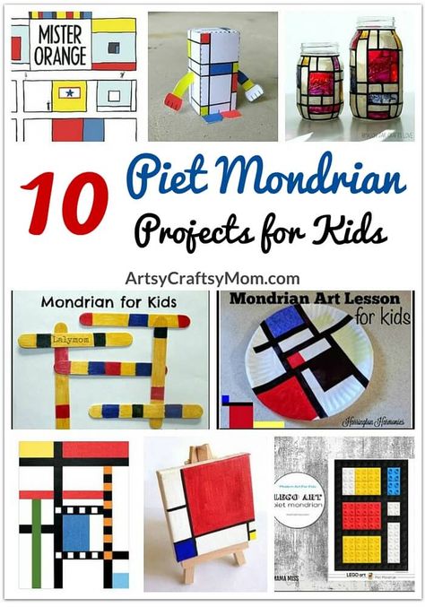 Piet Mondrian's work show us the importance of focusing on what's truly important. So here're 10 Piet Mondrian projects for kids to get inspired from! Art Genres Visual, Mondrian Art Projects, Mondrian Art, Montessori Art, Istoria Artei, Gung Ho, Artist Project, Art Projects For Kids, Art Lessons For Kids