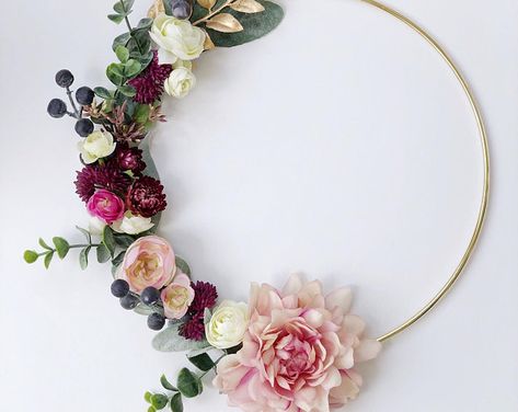 Ring Wreaths, Nursery Wreath, Blush Nursery Decor, Floral Hoop Wreath, Blush Nursery, Deco Champetre, Modern Nursery Decor, Peonies Wreath, Boho Nursery Decor