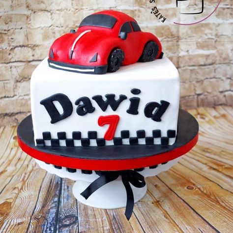 Little red car cake Red Car Cake, Car Cakes For Boys, Car Birthday Cake, Car Cakes, Cars Birthday Cake, Beetle Car, 1st Birthday Cakes, Car Birthday, Car Cake