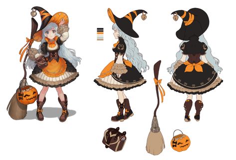 ArtStation - halloween witch, soyoong jun Witch Drawing, Witch Characters, Halloween Stories, Anime Witch, 일본 패션, Witch Design, 강아지 그림, Anime Halloween, Halloween Drawings