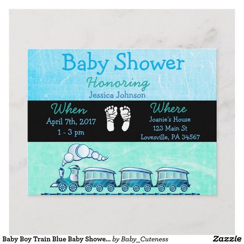 Baby Boy Train Blue Baby Shower Invitation Train Baby Shower, Blue Baby Shower Invitations, Train Theme, Boy Baby Shower Themes, Blue Baby Shower, Baby Shower Invites, Personalized Baby Shower, Blue Baby, Boy Shower