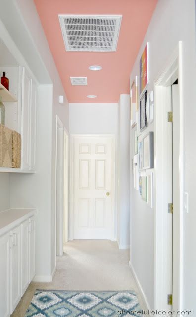 Painted Ceiling Ideas | How to Paint a Ceiling | Tips for Painting a Ceiling | Painting a Ceiling a Color Dolphin Fin, Ceiling Painting, Long Hallway, Colored Ceiling, Painted Ceiling, The Ceiling, Wall Color, Home Decorating, Ceiling Design