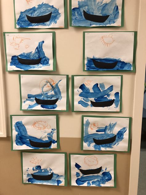 Canoe lake art Boats Preschool Craft, Boats Crafts For Toddlers, Lake Crafts Preschool, Row Row Row Your Boat Craft For Toddlers, Canoe Craft Preschool, Boat Craft For Preschoolers, Boats Theme Preschool, Sea Travel Crafts For Preschool, Boat Transportation Preschool