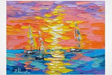 Alice In Wonderland Paintings, Surf Artwork, Surf Painting, Sunset Seascape, Fairy Paintings, Painting Sunset, Dance Paintings, Sailboat Painting, Boat Painting