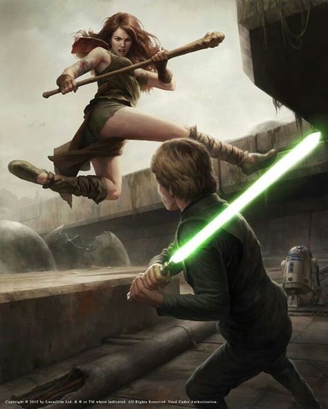 Luke Skywalker and Mara Jade. Luke Skywalker Legends Art, Mara Jade And Luke Skywalker, Luke Skywalker Legends, Star Wars Legends, Darth Revan, Star Wars Illustration, Dark Empire, Mara Jade, Star Wars Character