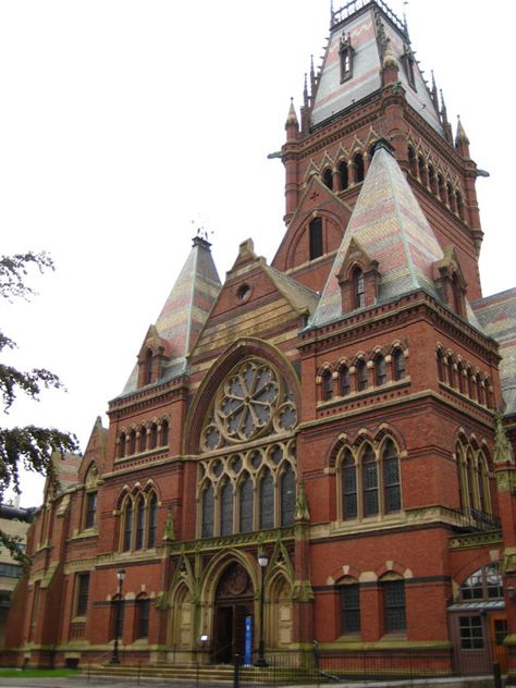 Memorial Hall is an imposing brick building in High Victorian Gothic style Brick Gothic, Victorian Gothic Architecture, Old Brick Building, Victorian Office, Victorian Gothic Style, Gothic Buildings, Factory Building, Victorian Buildings, Old Bricks