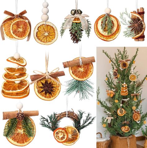 Orange Slice Ornaments, Rustic Christmas Tree Decorations, Scented Sticks, Orange Christmas Tree, Orange Ornaments, Cozy Holiday Decor, Christmas Decorations Diy Crafts, Natural Christmas Decor, Orange Christmas