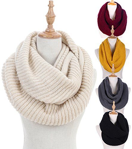 BeingStyle | Knit Winter Infinity Scarf for Women Fashion Thick Warm | #scarfs #whatwomenwear Winter Knit Scarf, Ways To Tie Scarves, Ways To Wear A Scarf, Scarf Outfit, Outfit Chic, Cheap Christmas, Scarf Fashion, Scarf For Women, Loop Scarf