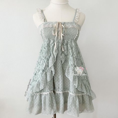 Pisces Outfits, Style Babydoll Dress, Depop Clothes, Himekaji Outfits, Mini Strapless Dress, Pastel Mint Green, ��일본 패션, Mint Green Color, Pastel Mint