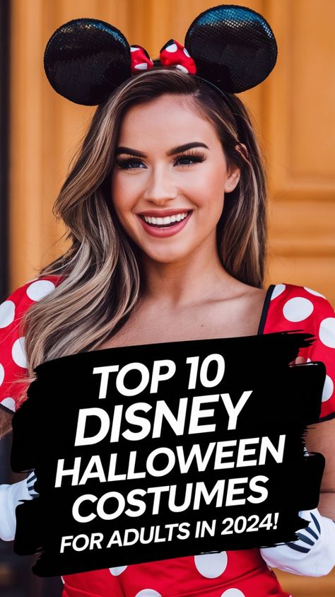 Get magical this Halloween! Discover the top 10 Disney-inspired costumes for adults in 2024 that will have you stealing the spotlight. Save this pin for costume ideas you’ll love! #DisneyHalloween #Halloween2024 #CostumeGoals Disney Themed Costumes For Women, Diy Mini Mouse Costume Adult, Disney Characters Dress Up Costume Ideas, Women’s Disney Costumes, Disneybound Outfits Halloween, Easy Disney Character Costumes Diy, Disney Teacher Costumes, Diy Minnie Mouse Costume For Women, Disney Easy Costumes