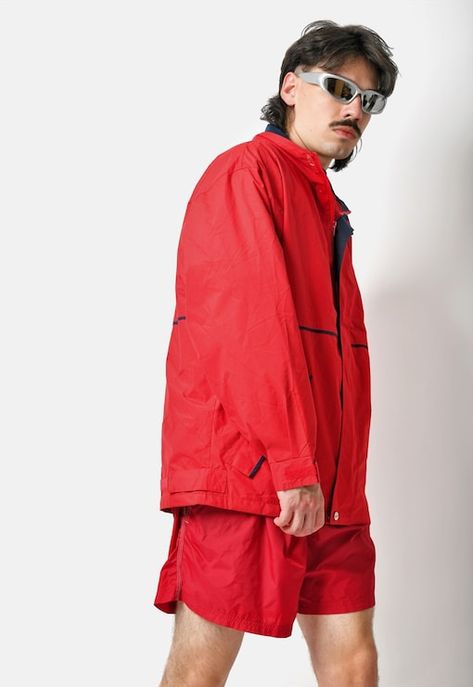 Wind Coat, Style Windbreaker, Red Windbreaker, Tracksuit Tops, Vintage Burberry, 90s Style, Shell Jacket, Y2k 90s, Red Jacket