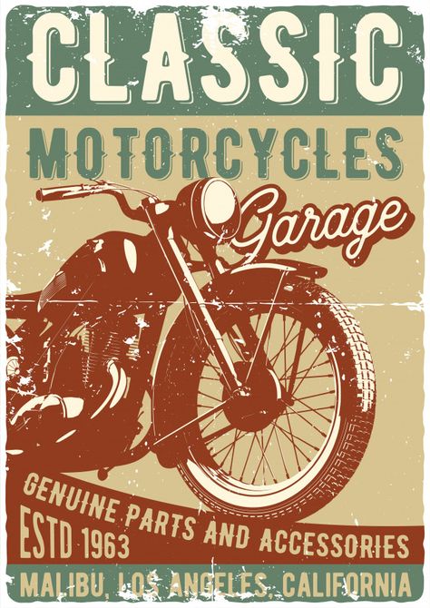 Vintage Logos, Bike Poster, Motorcycle Garage, Logos Ideas, Motorcycle Posters, Restaurant Logo, Vintage Logo Design, Ideas Vintage, Classic Motorcycles