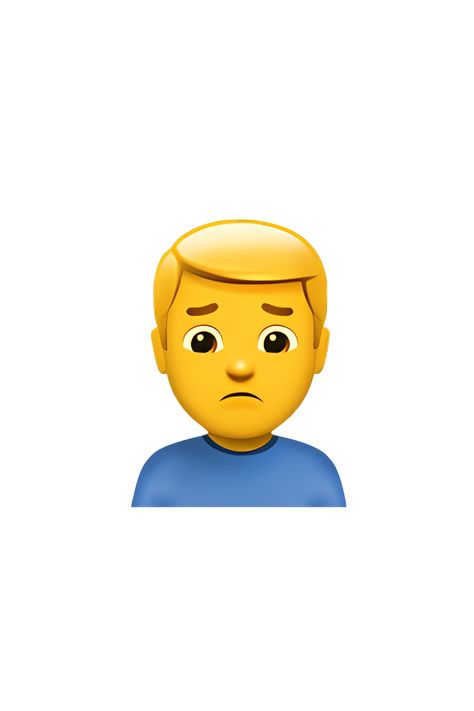 The emoji 🙍‍♂️ depicts a male figure with a frown on his face. He has short hair and is wearing a neutral-colored shirt. The eyebrows are furrowed and the mouth is downturned, indicating a sad or unhappy expression. The figure is facing forward and is shown from the shoulders up. Emoji Man, Apple Emojis, Neutral Skin, Looking To The Side, Neutral Skin Tone, The Emoji, Profile View, Male Character, Drawings Simple