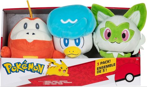 Pokemon Paldea First Partner Plush 3 Pack - 8-Inch Plush of Fuecoco, Quaxly, and Sprigatito Follow me for daily new pins! <a target="_blank" href="https://www.amazon.com/gp/search?ie=UTF8&tag=kgod1226-20&linkCode=ur2&linkId=f2ee0b1bb3bc0d8b349e7ce81643261d&camp=1789&creative=9325&index=toys-and-games&keywords=Pokemon Plush 3 Pack Fuecoco Quaxly and Sprigatito">KGod Gift Ideas</a> Pokemon Sprigatito, Christmas Gift Hampers, Gifts For Tech Lovers, Sports Lover Gifts, Christmas Plush Toys, Christmas Guide, Pokemon Plush, Christmas Tree Shop, Small Christmas Trees