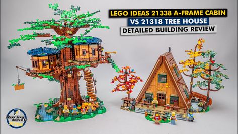 LEGO Ideas 21338 A-Frame Cabin vs 21318 Tree House - detailed building review & Easter eggs Lego Tree House, Lego Tree, House Video, Frame Cabin, A Frame Cabin, Lego Ideas, A Frame, Tree House, Easter Eggs