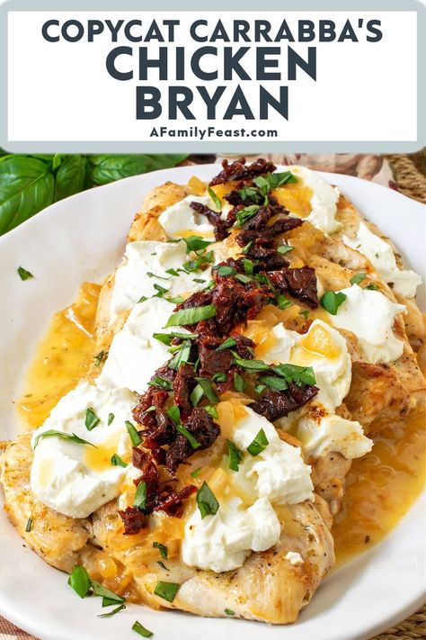 Carabas Chicken Bryan, Chicken Bryan Carrabas, Chicken Brian, Chicken Bryan Recipe, Carrabbas Chicken Bryan, Chicken Gloria, Carrabbas Recipes, Chicken Bryan, Chicken Sliders