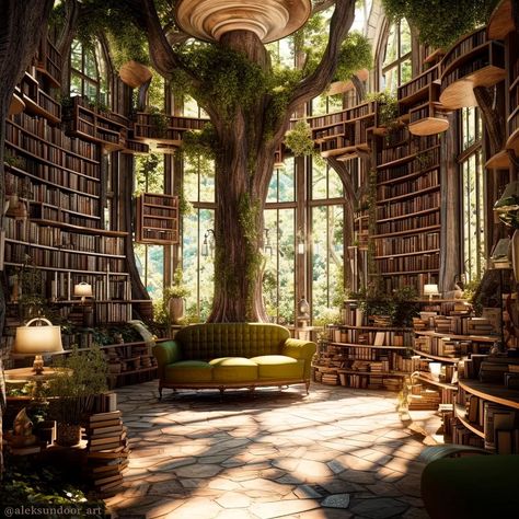 Fantasy Library, Magical House, Magic House, Fantasy Rooms, Library Aesthetic, Fantasy Homes, House Illustration, Dream House Rooms, Fantasy House