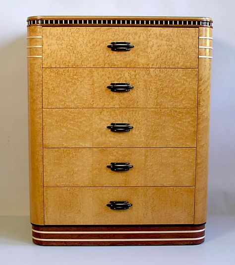 Art Deco Dresser, Glamorous Decor, Streamline Moderne, Birdseye Maple, Planet Fitness, Retro Images, Dresser Makeover, Art Deco Furniture, Furniture Finishes