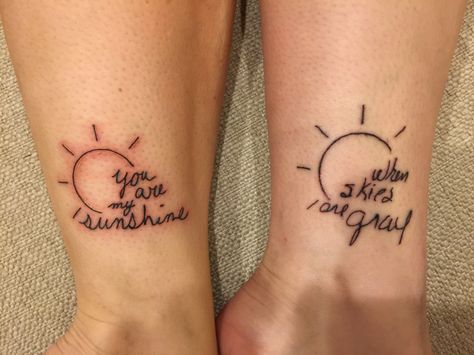 Mother Daughter Tattoos in each other's handwriting. "You are my sunshine." First Tattoo Ideas Mom And Daughter, Tattoo Ideas Female Matching Mom And Daughter, Mother Daughter Tattoos Finger, Matching Sunshine Tattoos, Mother Daughter Beach Tattoos, Matching Sun Tattoos Mother Daughters, Tattoo Ideas For Father And Daughter, Mother Daughter Tattoos Beach Theme, Mommy And Me Tattoos